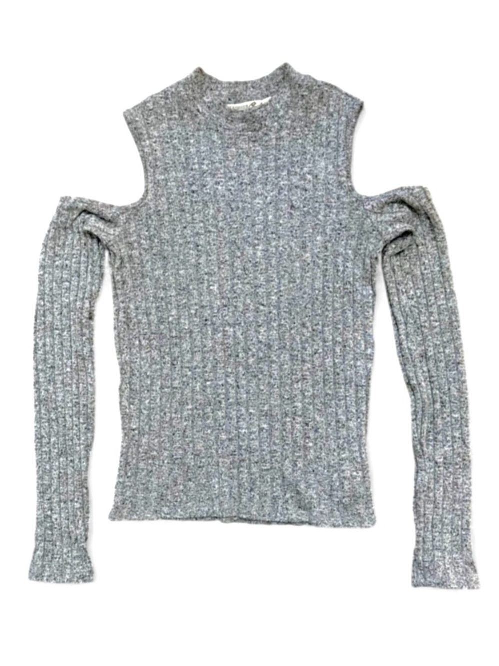 Marled Ribbed Mock Neck ColdShoulder Lightweight Sweater Knit Size Women’s Small